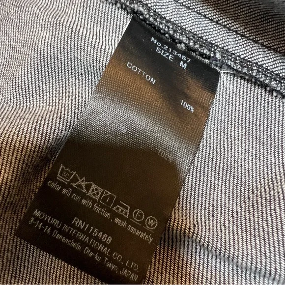 Moyuru Indigo Denim Collard Trench Coat 100% Cotton Japanese 213487 M One Size - Picture 14 of 16